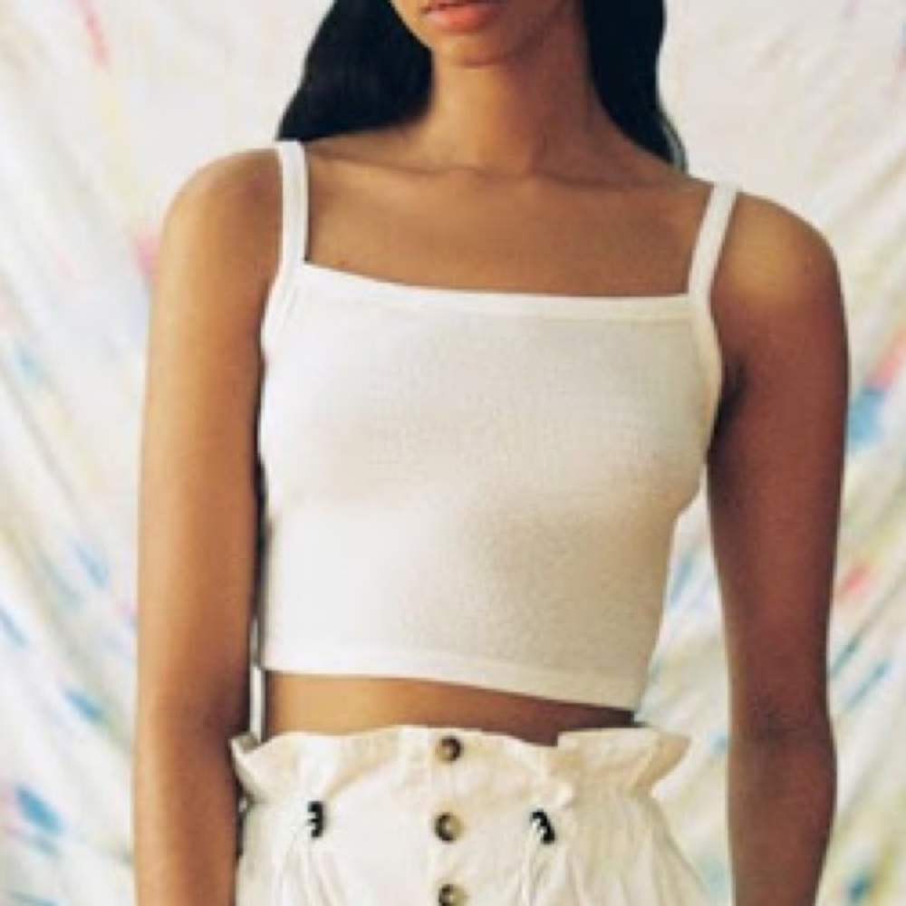urban outfitters white ribbed crop tank top